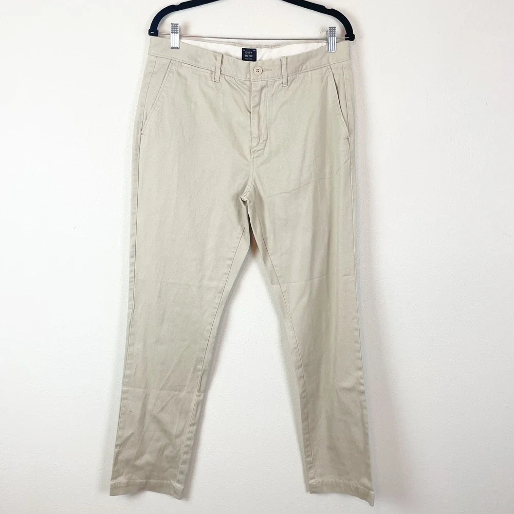 J.‎ Crew Stretch Mens Chino Pants Size 33x32 Beige Casual Trousers Pants E1540